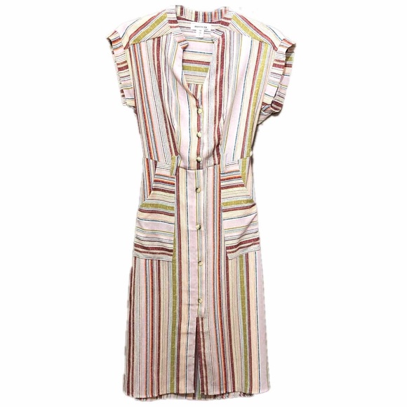 Monteau Dresses & Skirts - Monteau Striped Midi Dress Button Front Small
